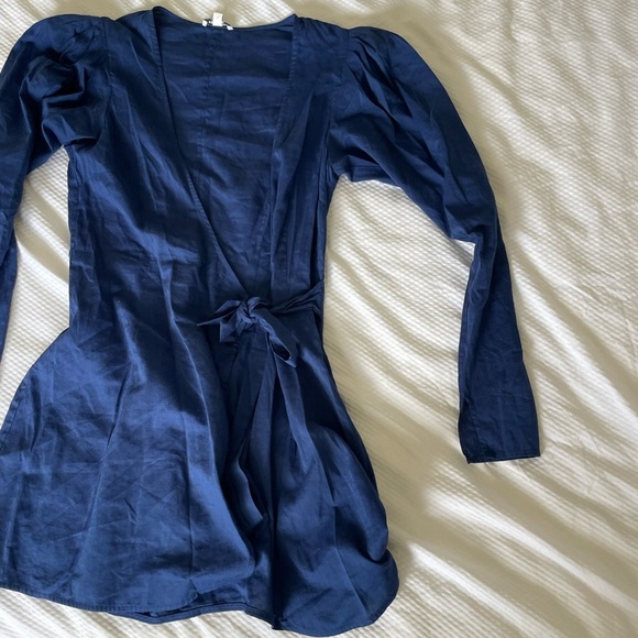 WeWoreWhat Blanca Blue wrap mini dress - Picture 6 of 11
